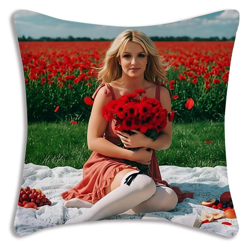 Star d-De Britneys-Spears Singer Pillow Covers Cartoon Sofa Decorative Home Double-sided Printing Short Plush Cute Cushion Cover