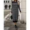 Slim Fit Women's Sweater Striped Long Skirt Dress
