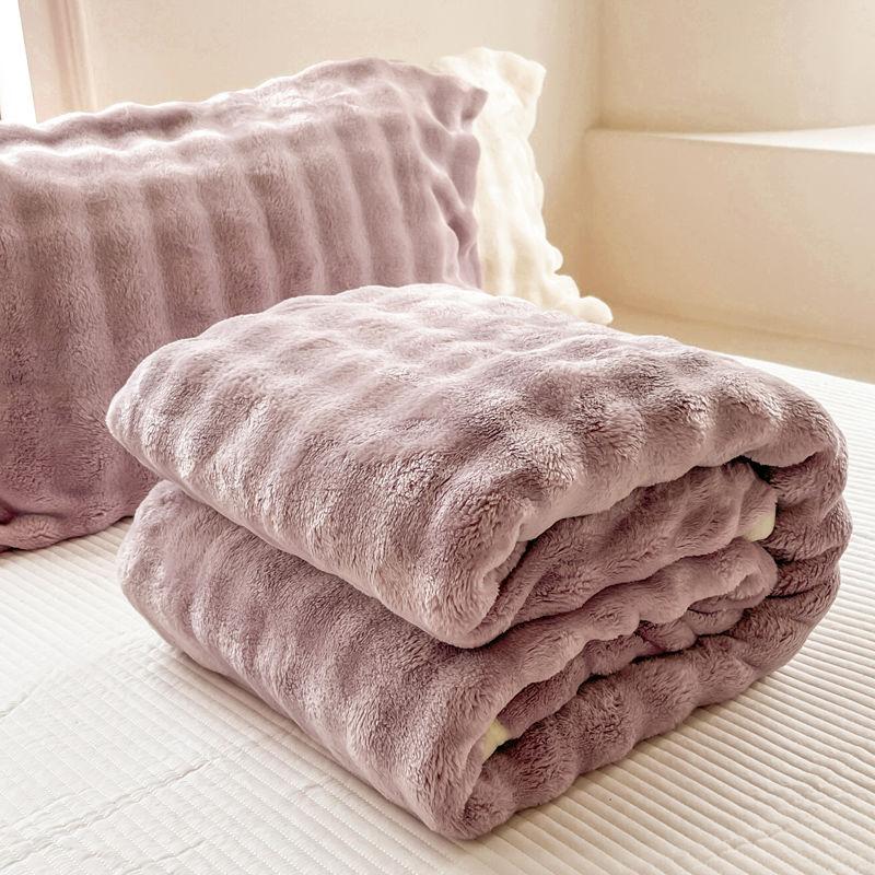 Winter Thickened Double-sided Plush Blanket Bedroom Cover Blanket Premium Rabbit Plush Bedding Nap Blanket Sofa Towel