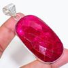 Natural Ruby(Simulated) Gemstone 925 Sterling Silver Jewelry Pendant 2.84" AP-16641