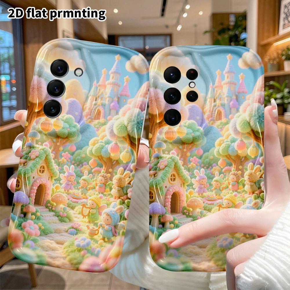 Phone Case: 2D flat, suitable for Samsung Galaxy A34 A35 M05 M06 S20 S22 S21 FE Plus 5G protective case, Elf Town, perfect Christmas and Halloween hol