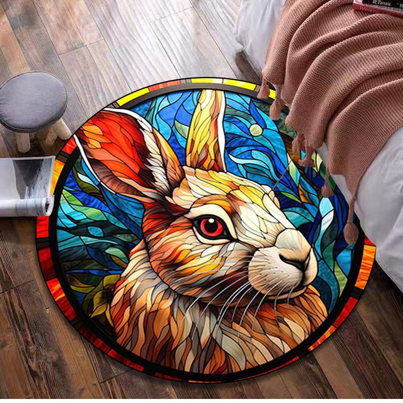 

1Pc Easter Bunny Circular Print Rug - home decoration Carpet For Living Room Bedroom Flooring Computer Chair Area Rug 80x80cm( 31x31in)