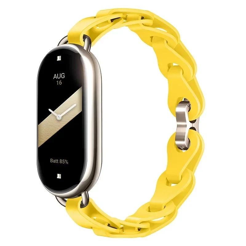 Silicone Strap for Xiaomi Mi 8 Band Chain Buckle Bracelet for Miband 8 NFC Fashion Lady Style Replacement Rubber Band Correa