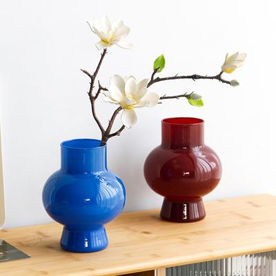 Vintage INS Style Glass Vase Light Luxury Minimalist Flower Arrangement Vase Home Living Room Decor Ornament