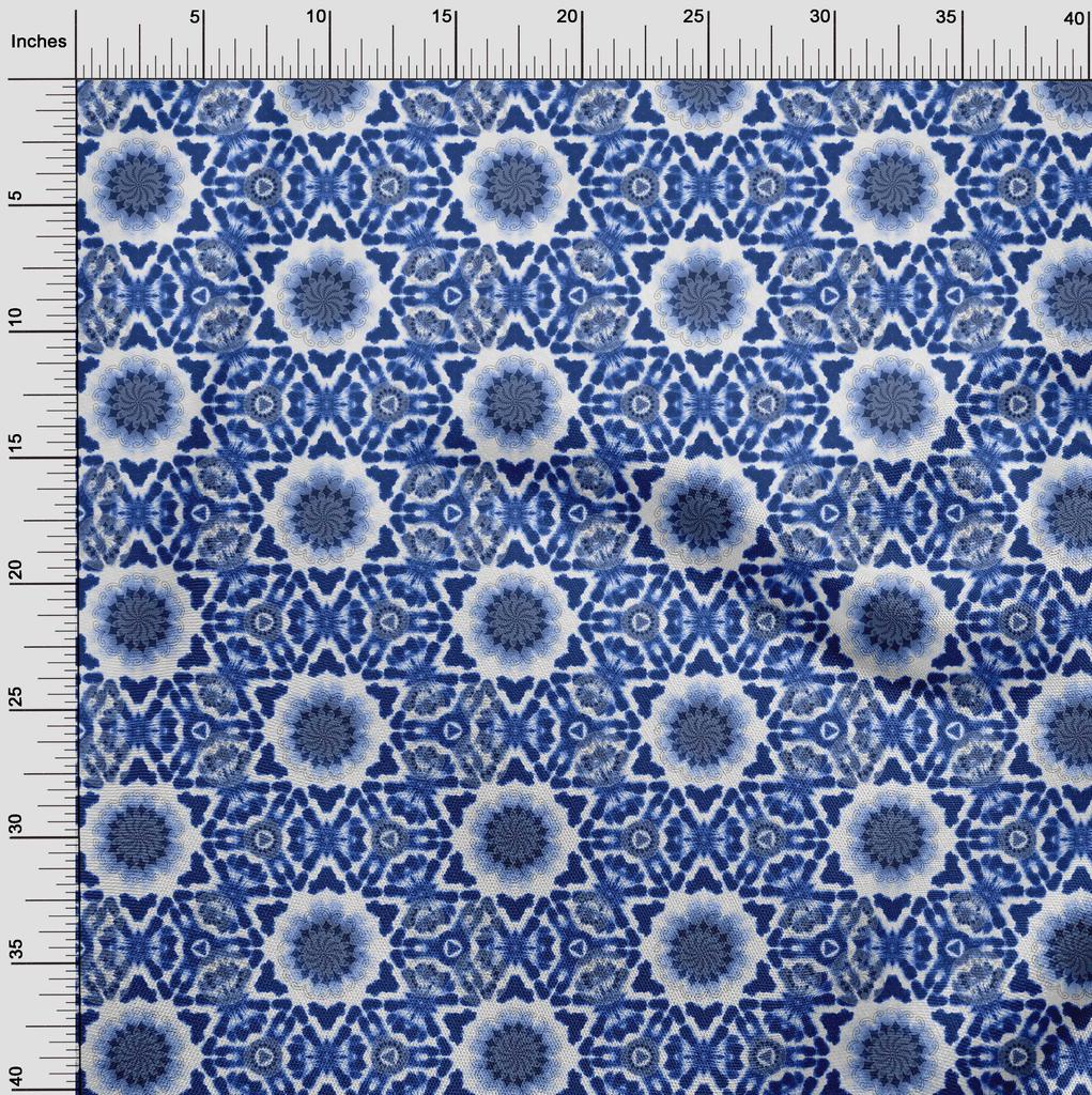 oneOone Cotton Flex Dark Blue Fabric Asian Tie And Dye Quilting Supplies Print Sewing Fabric By The Yard 40 Inch