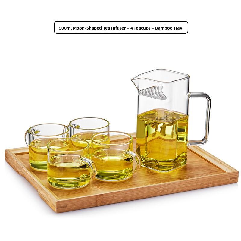 Thiened Glass Een Tea Brewing Device Inteated Tea Cup Strainer One-Piece Tea Dripper Moon Tooth Filter Tea Cup Tea Pot