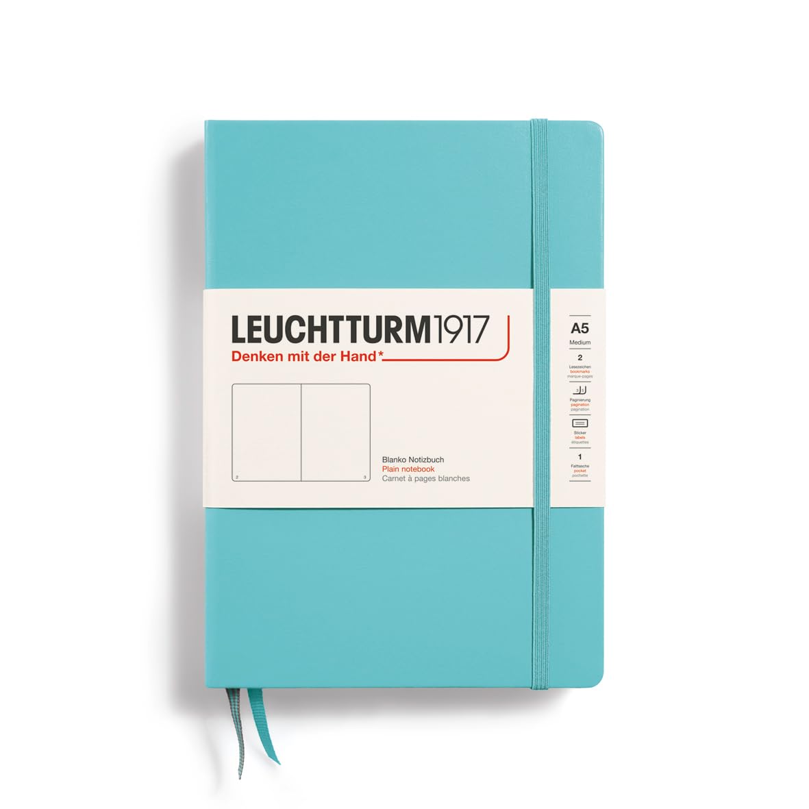 

Leuchtturm A5 Officially Imported Notebook, Plain, Aquamarine, 363390,