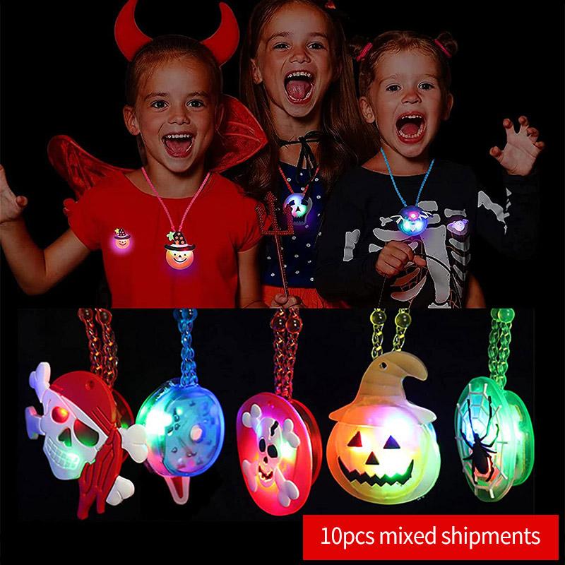 10/50Pcs Glowing Pumpkin Ghost Bracelet Rings Kids Night Toys Halloween Party Favor Kids Gifts Festival Carnival Giveaways