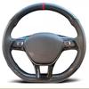 Cubierta de Volante de Coche de Cuero y Fibra de Carbono Cosida a Mano Para Volkswagen VW Golf 7 Mk7 Touran Up Nuevo Passat B8 Tiguan