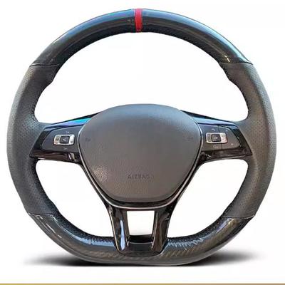 Ručně šitý kožený kryt volantu z uhlíkových vláken pro Volkswagen VW Golf 7 Mk7 Touran Up Nový Passat B8 Tiguan