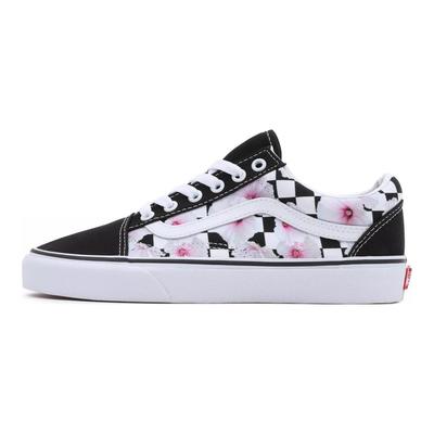 Old Skool Hibiscus Check Casual Low Top Skate Shoes Unisex Sneakers Black White Pink VN0007NTBM8