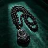 Daily new style black laughing Buddha pendant with beads necklace Buddha amulet men and women couple versatile accessory sweater chain