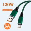 Extra Thick 120W Fast Charging Cable 6A Data Line for OPPO VIVO Oneplus Xiaomi Huawei