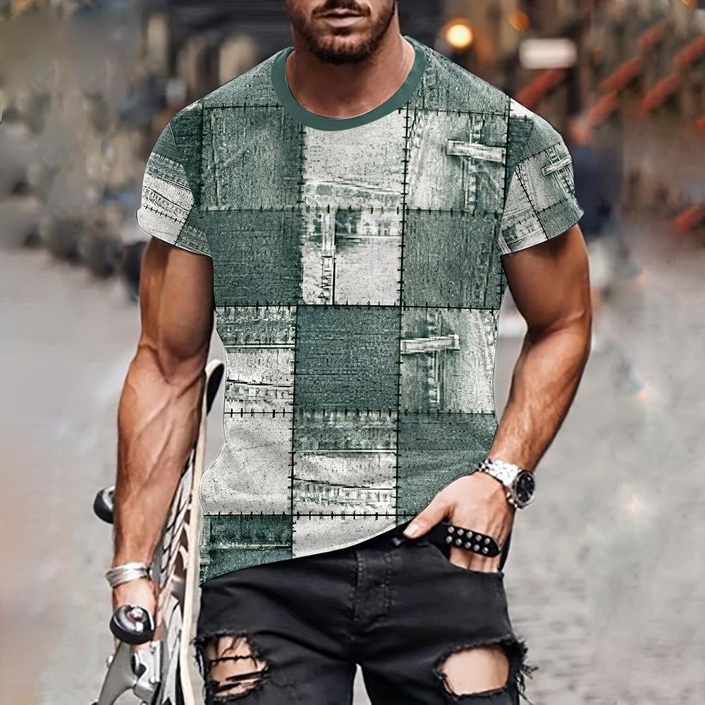 New Denim Pattern 3D Men's T Shirt Summer Short Sleeve O-Neck Pullover Fashion Street Sportwear Oversized Casual Male Clothing
