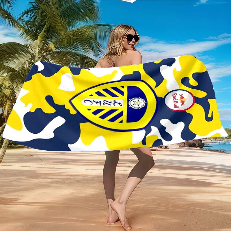 Leeds United Wappenmuster Strandtuch, Schnelltrocknend, Pflegeleicht, Geeignet für Fitness und Strandurlaub, Sport-Essential