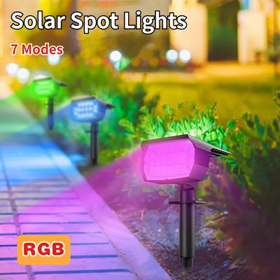 Focos solares para exteriores que cambian de color con 7 modos, IP65, impermeables, para exteriores, para patio y jardín