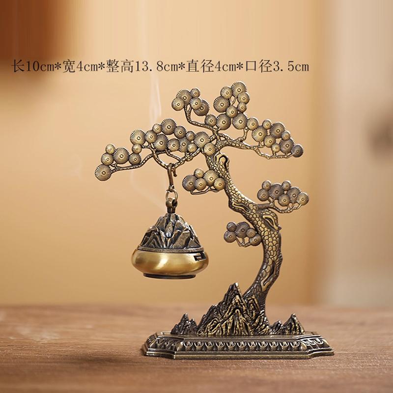 Creative Welcome Guest Pine Incense Burner Ornament Zen Tea Ceremony Home Indoor Chinese Hollow Retro Hanging Incense Burner 1Pc