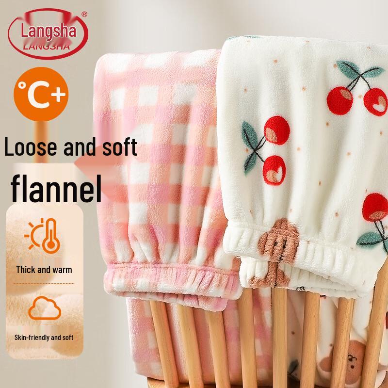 Langsha Women s Warm Flannel Loungewear Pants M