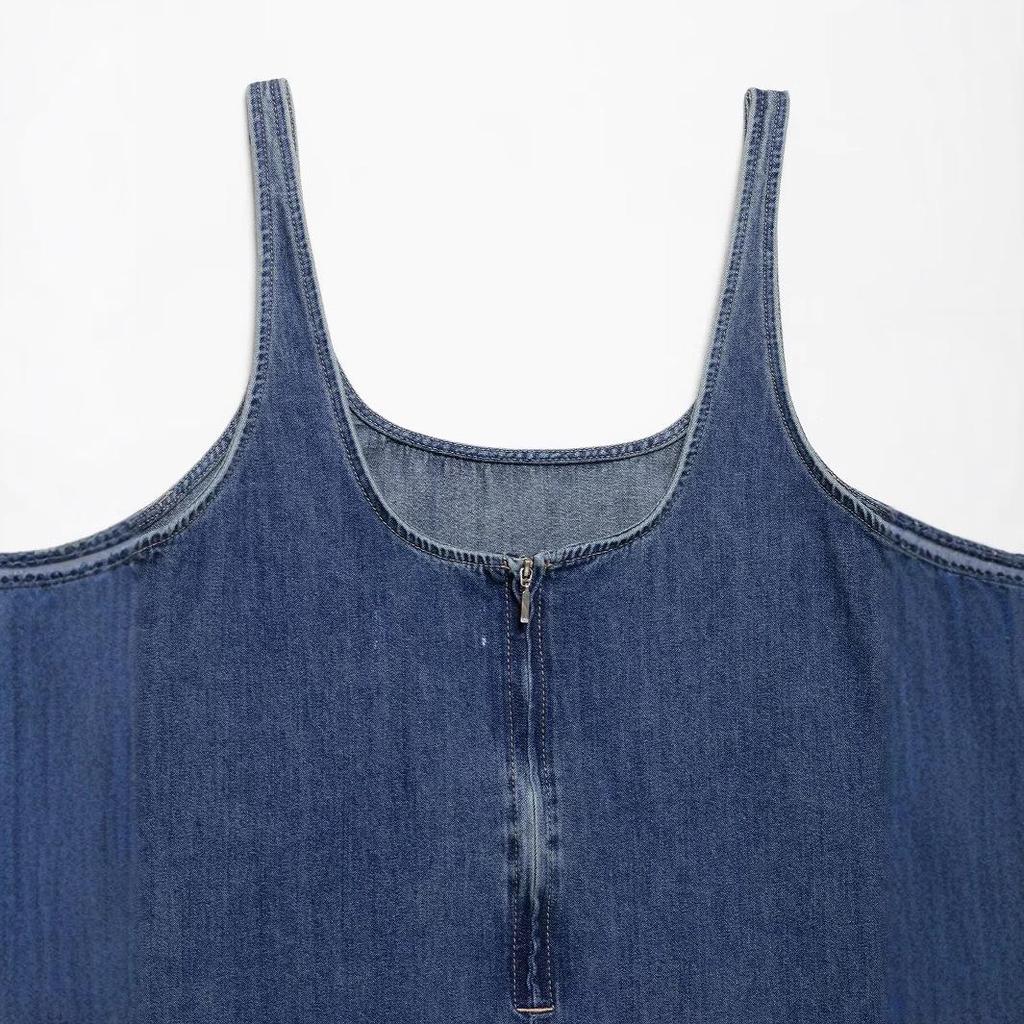 2025 Spring Fashion: European & American Style Women's Pleated Denim Dress