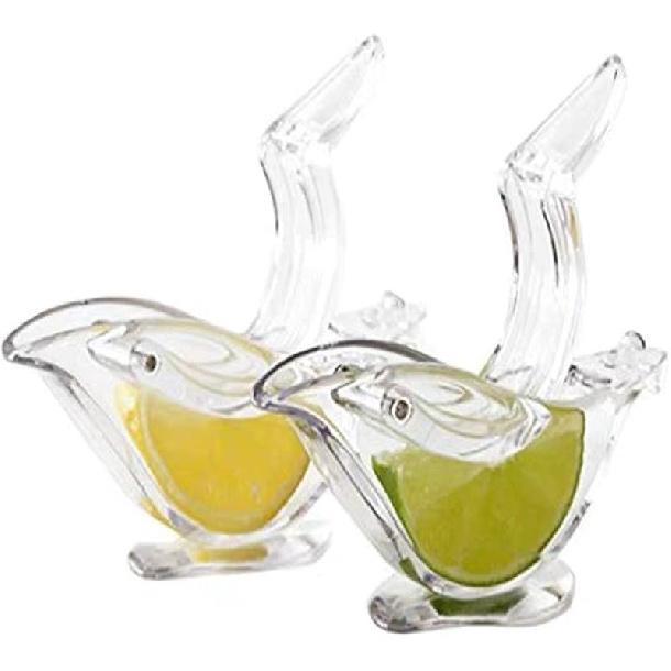 New Acrylic Manual Lemon Slice Squeezer, Portable Transparent Fruit Juicer, Elegance Bird Shape, Hand Juicer for Orange Lemon Lime Pomegranate (4Pcs)