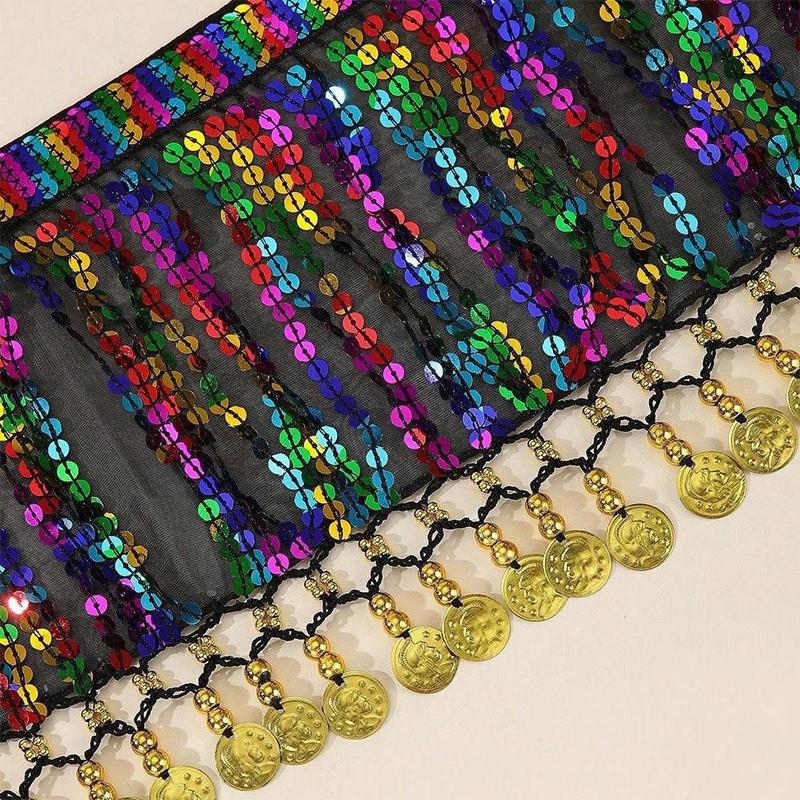 Sallantılı Payetli Boho Göbek Dansı Kalça Eşarbı Payetli Kalça Eşarbı Dans Performansı Kıyafetleri Caz Dans Aksesuarları Gösteri Kostümleri