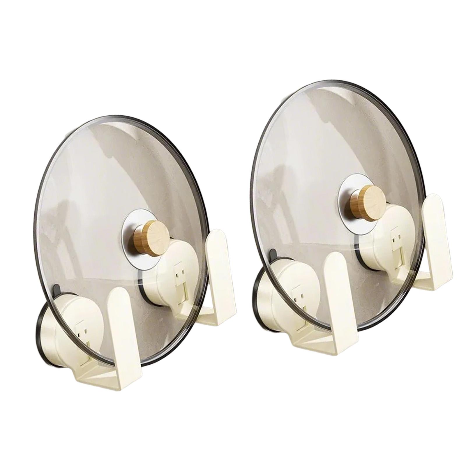 

Упаковка из 2 крепких держателей для крышек кастрюль с клеем для настенного монтажа на кухнях и в ванных комнатах, экономящие пространство конструкции 4