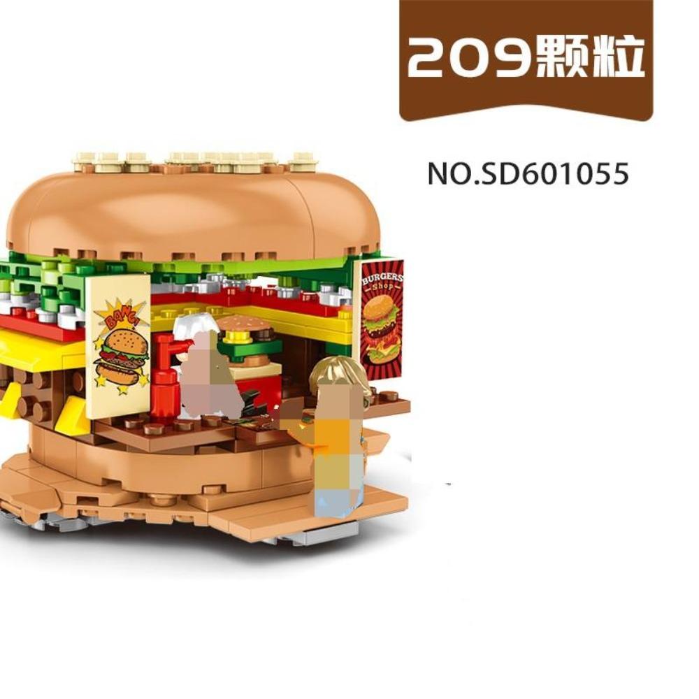 SEMBO Blocks New Street Mini Shop Coffee Building Bricks for Children Toy Hamburger Store Kids Toys Brinquedos Girls Boy Gifts
