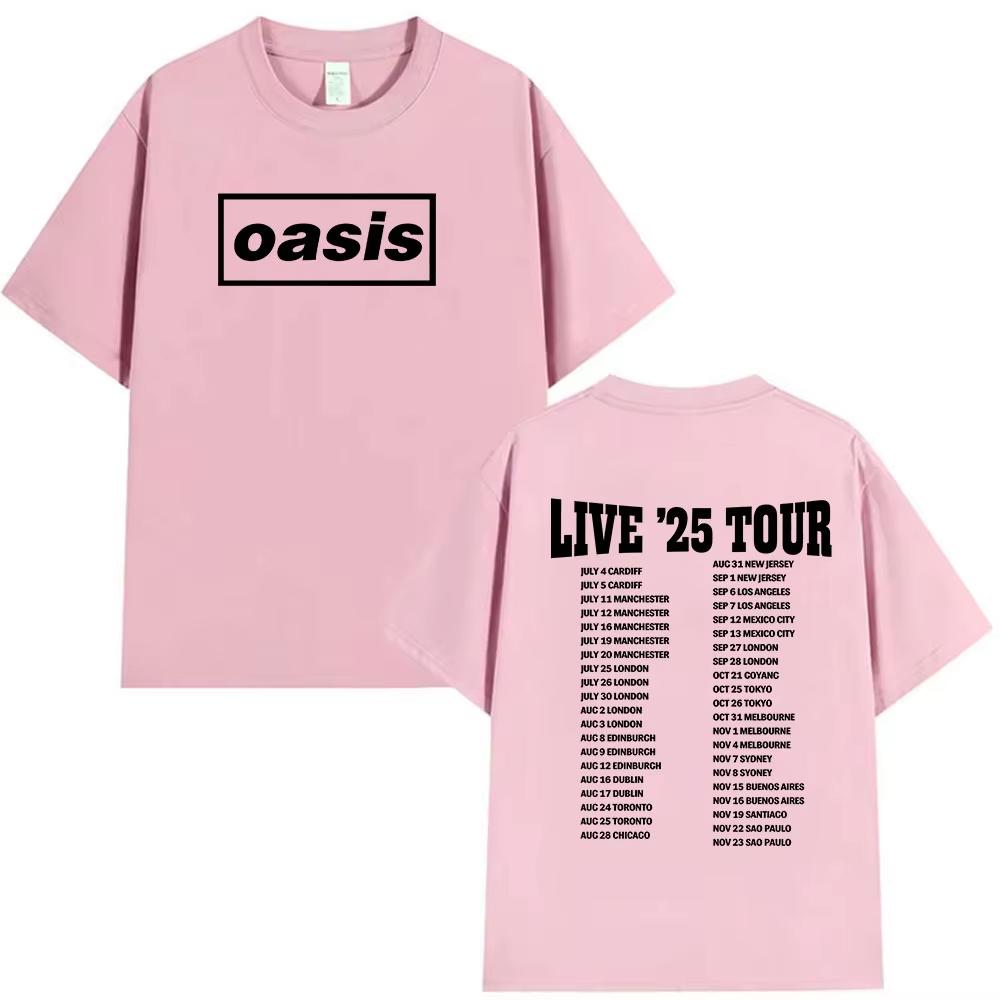 2025 Estate O-Oasis Live Tour Magliette Uomo Donna Casual Alta Qualità 100% Cotone Puro Stampata Traspirante Maglietta British Y2k