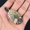 Tree Of Life Fossil Coral Gemstone Pure Copper Wire Wrapped Handmade Pendant Jewelry