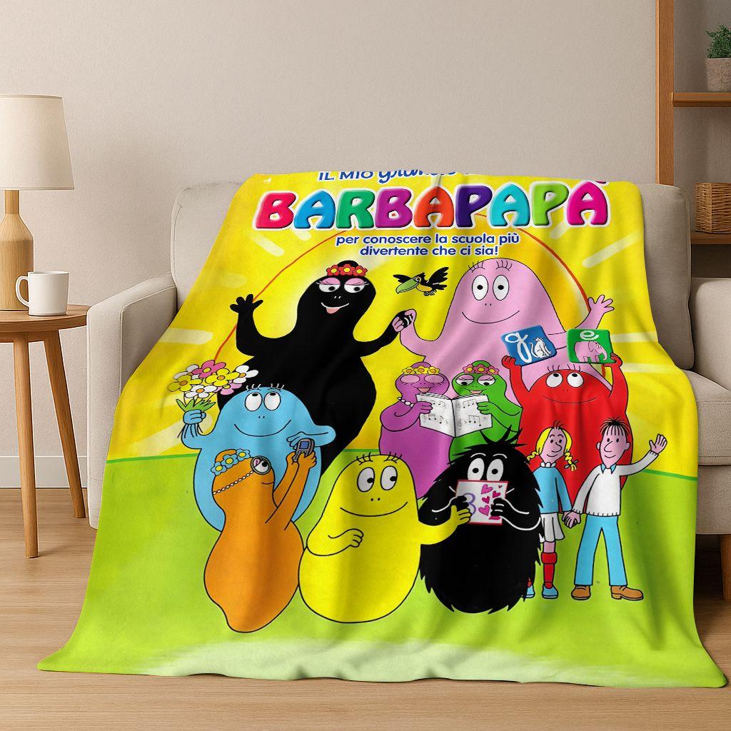 Cartoon Les Barbapapa Barbamama Family 3D Flannel Blanket,Warm and Cozy Soft Throw Blanket for Home Bedroom Bed Sofa Cover Kids