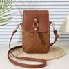 Double-layer Space Vertical Mobile Phone Bag, Letter Presbyopia Bag, Fashionable Retro Leather Crossbody Shoulder Women's Bag