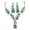 3Pcs/Set Charming Crystal Drop Shape Necklace Earring Elegant Wedding Jewelry Set Trendy Gift Woman'S Bridal Party Accessories