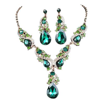 3Pcs/Set Charming Drop Shape Necklace Earring Elegant Wedding Jewelry Set Trendy Gift Woman'S Bridal Party Accessories