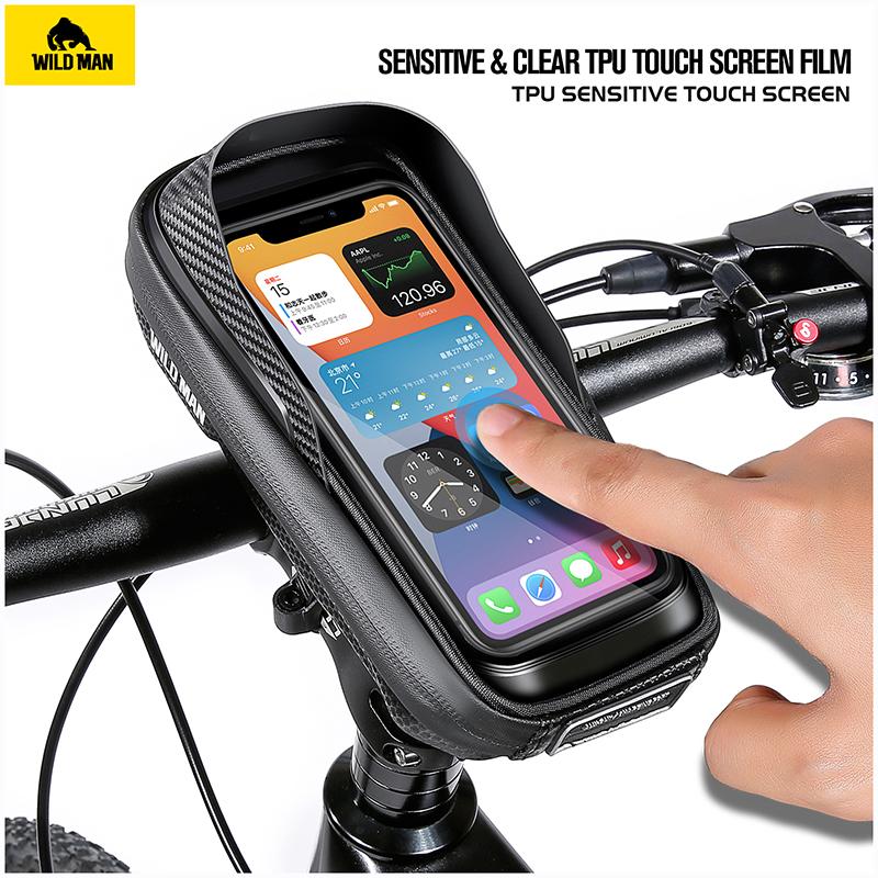 WILDMAN E16 Custom Logo Quick Release Bicycle Cycling Handlebar Mobile Phone Holder Bag MTB Road Bike Accessories Storage Bag