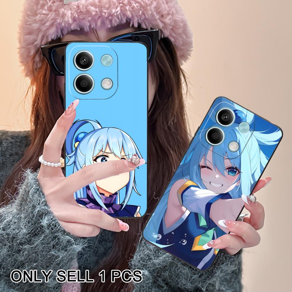 Konosuba Aqua Matte TPU Mobile Phone Case for Xiaomi Redmi Note 14 13 12 11 S Pro Plus 4G 5G Colorful Printing Cover