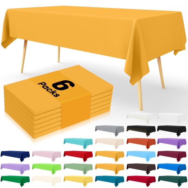

Homaxy Versatile Disposable Table Cloth Plastic Waterproof Tablecloth Decorative Rectangle Table Covers of Party Camping Picnic 54x108inch-6pcs жёлтый