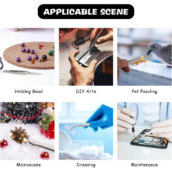 FEITA Professional Craft Tweezers Stainless Steel Precision Tweezer Set for Hobby, Electronics, Model Making, Jewelry Picking Tool - 4 Pieces