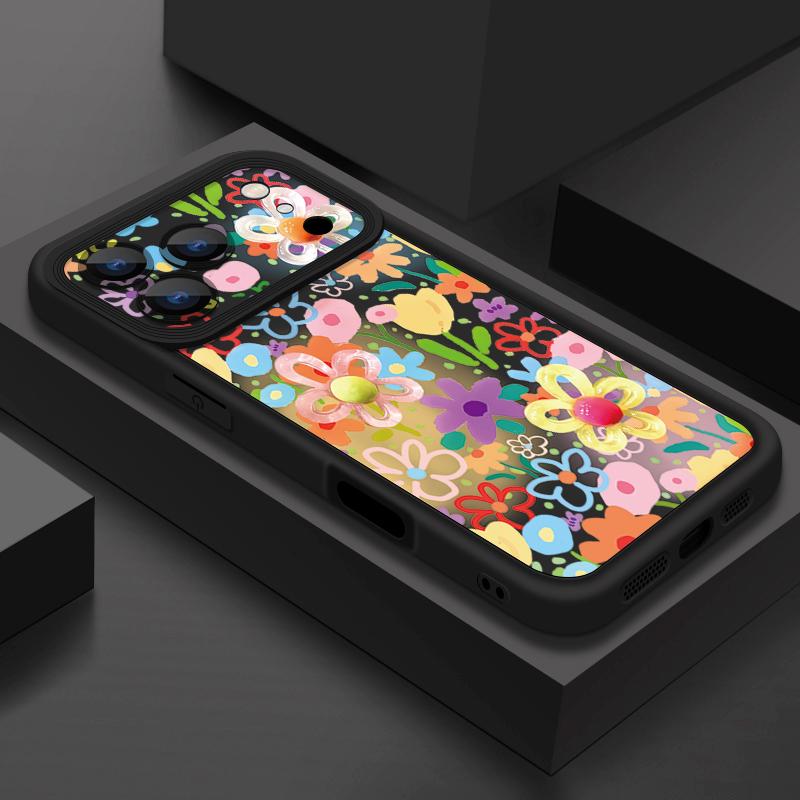 Etui na telefon z nadrukiem kreskówkowych kwiatów dla iPhone 17 Pro Max Air 16 15 Pro Max 14 13 12 Pro Max 11 Przezroczysty miękki pokrowiec na tył z TPU