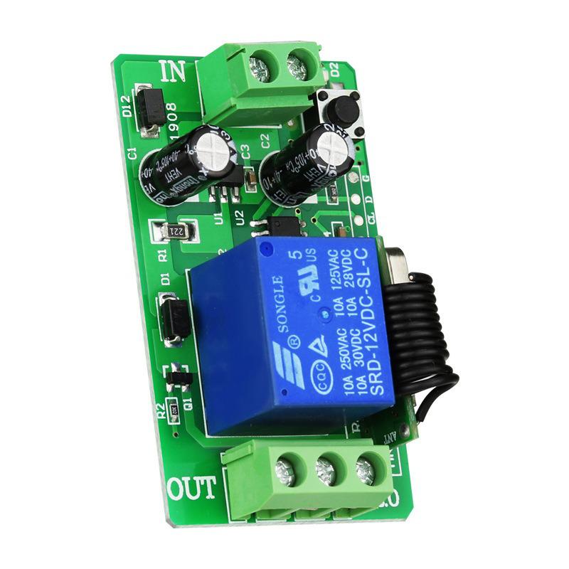 DC 12V Wireless Remote Control with Metal 2-Button Remote for Car Mod: A On, B Off