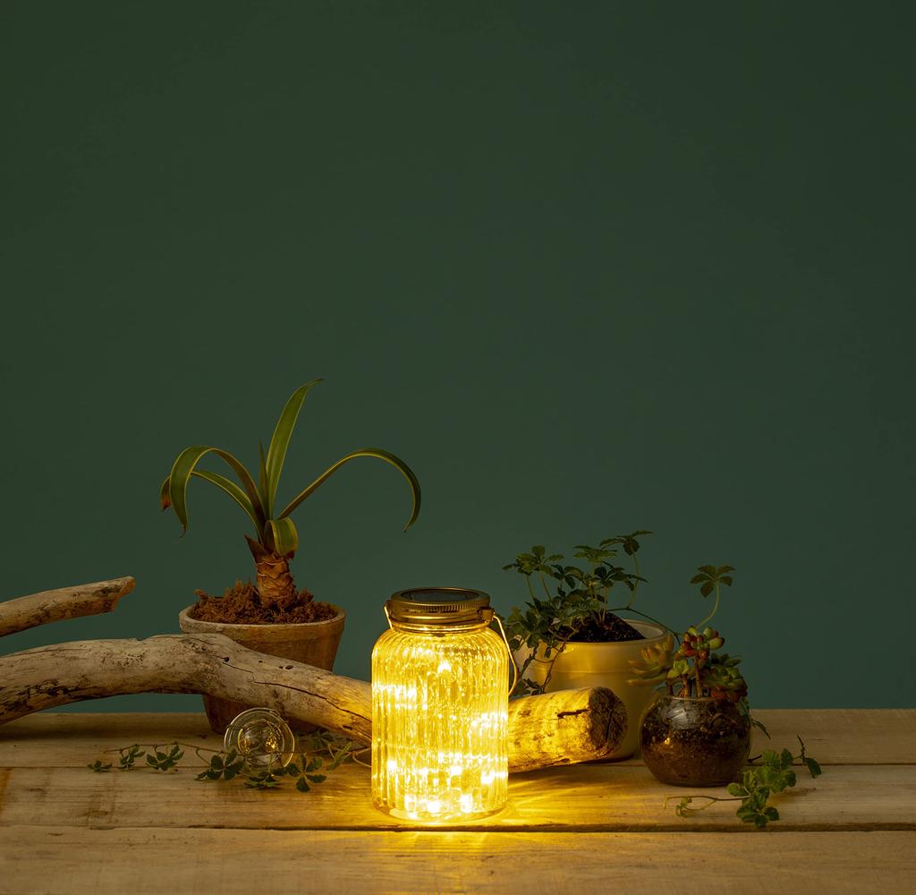 Takasho Solar Outdoor Fairy Mason Champagne Garden Gentle Stainless Light, Jar, Gold, Gold, Light, Waterproof, Sparkling, Light, Glass, Steel,