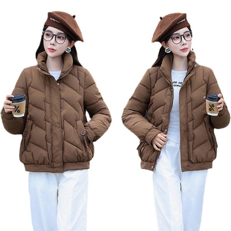 Fashion Stand-up Collar Down Cotton Jacket Women's Winter 2025 New Thickened Cotton Jacket Slimming Short Padded Jacket