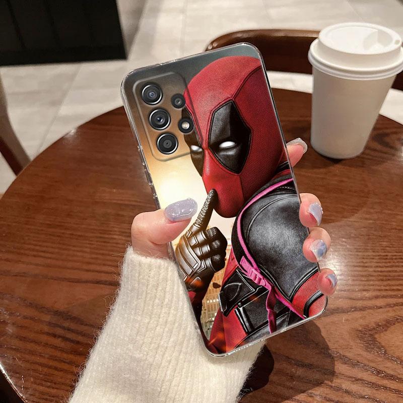 Funda Transparente Divertida de Marvel Deadpool para Samsung Galaxy A57 A37 A56 A36 A55 A54 A35 A26 A07 A17 A16 A06 A36 A15 Funda Suave de Deadpool