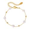 Baroque Irregular Pearl Necklace Stainless Steel Round Bead Heart Imitation Pearl Bracelet 18K Gold Nc-2159