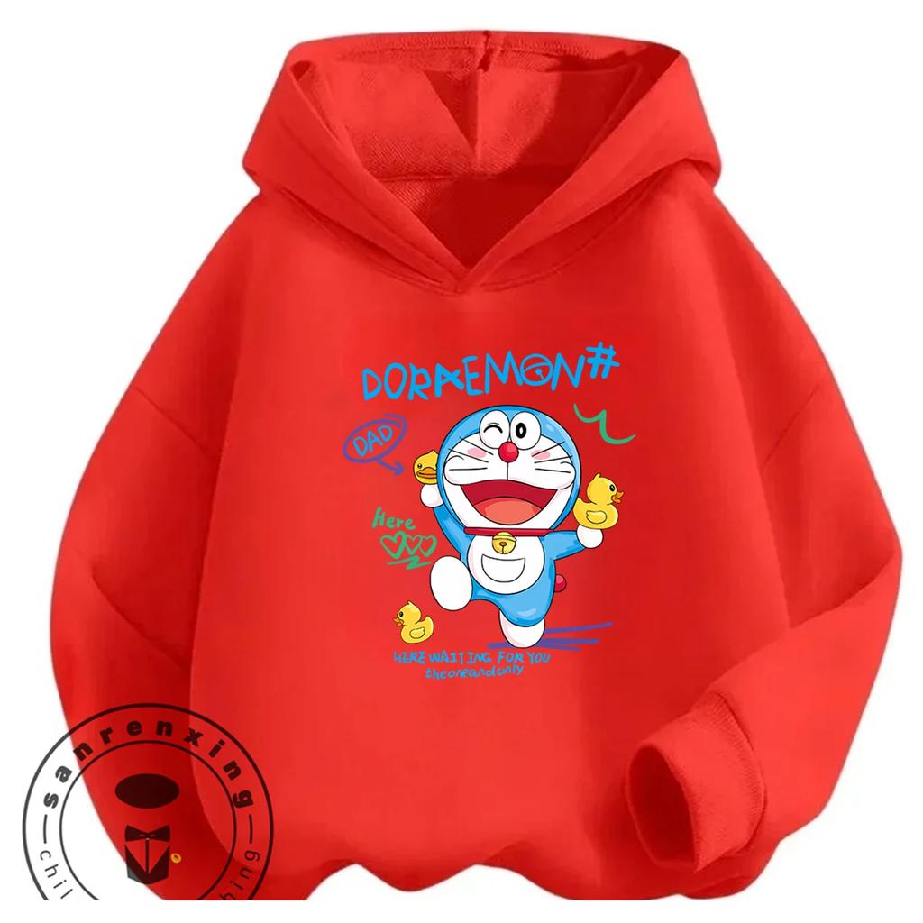 Daily Casual Hooded Top Cute Cartoon Print Winter Trendy Youth Wear Doraemon Boys Girls 3 14