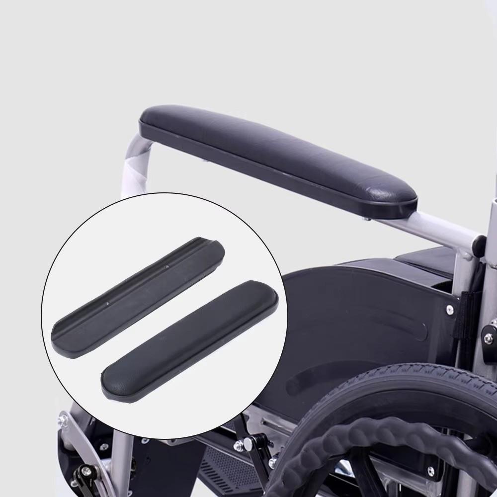 2PCS Comfortable Wheelchair Armrest Pad Leather Sponge Arm Pads Cover Pad Cushioning with Screw Spare Part Arm Rest