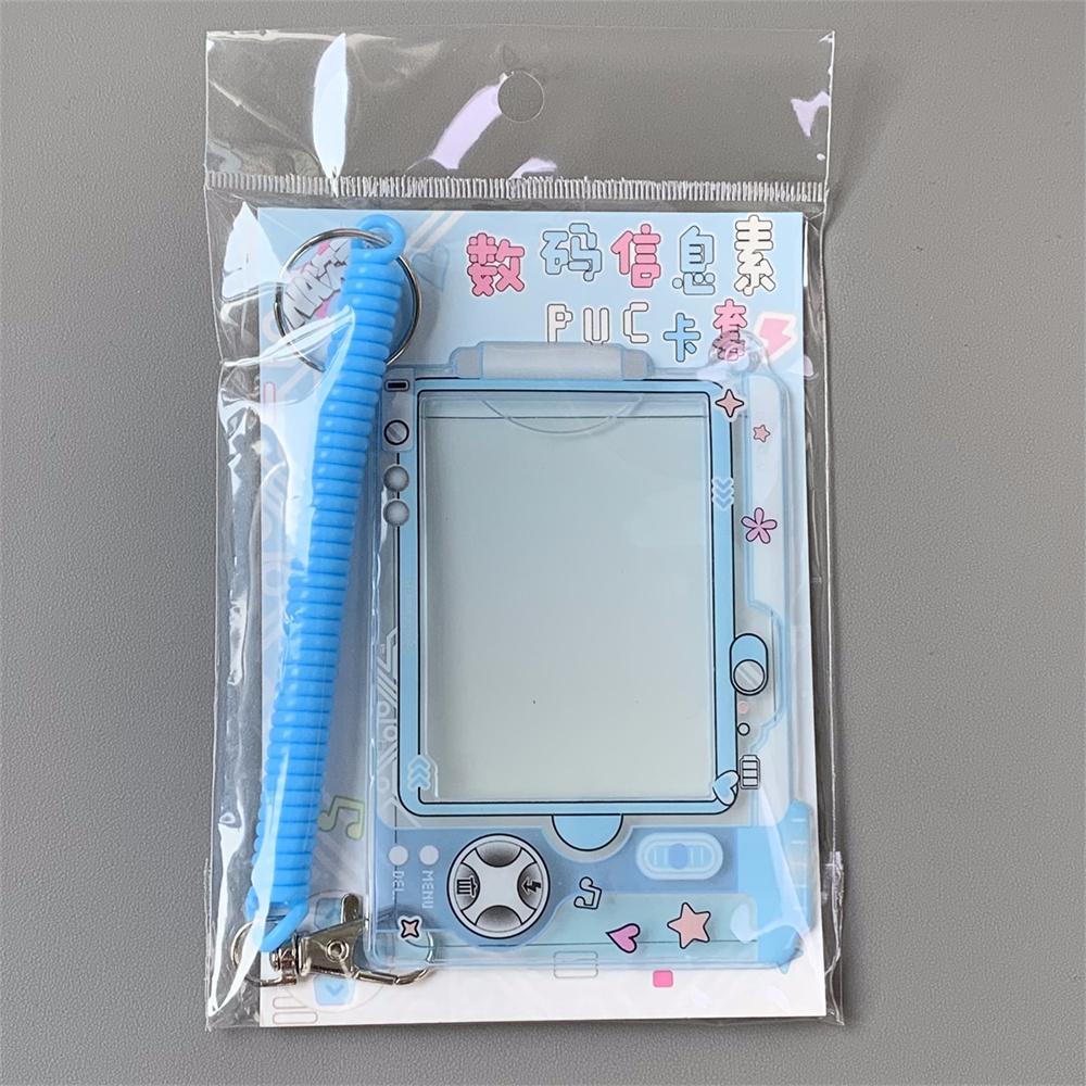 Acrylic Kpop Photocards Holder Kawaii Idol Picture Photocard Sleeves Card Packaging Idol Cards Hanging Keychain Mini Photo Album синий