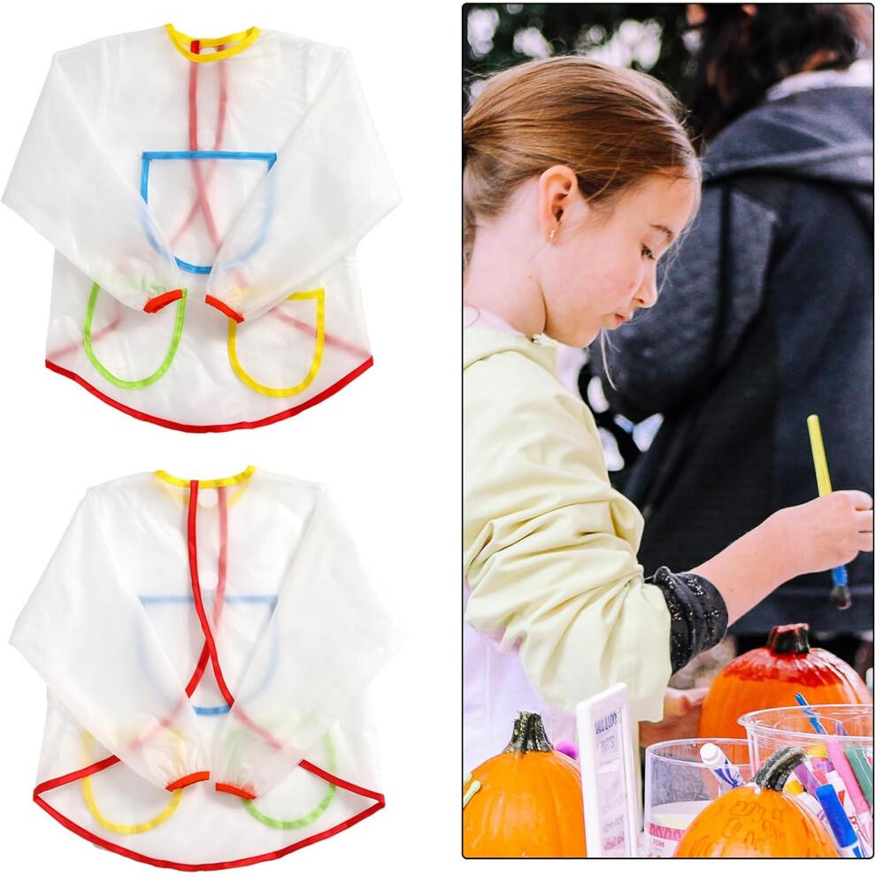 Durable Baby Bib Transparent Long Sleeve Waterproof Toddler Bibs Spit-Up Cloths Art Smock for Kids