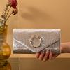 Stone Print Simple Clutch Bag Wedding Party Dinner Bag Retro Large Capacity Fashion Clutch Bag Metal Chain Shoulder Bag