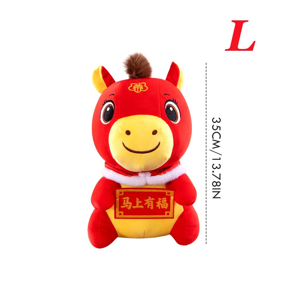 2026 Red Lucky Horse Plush Toy 25/30/35cm New Year Mascot Chinatown Boutique Pony Decor Festival Kid Gift