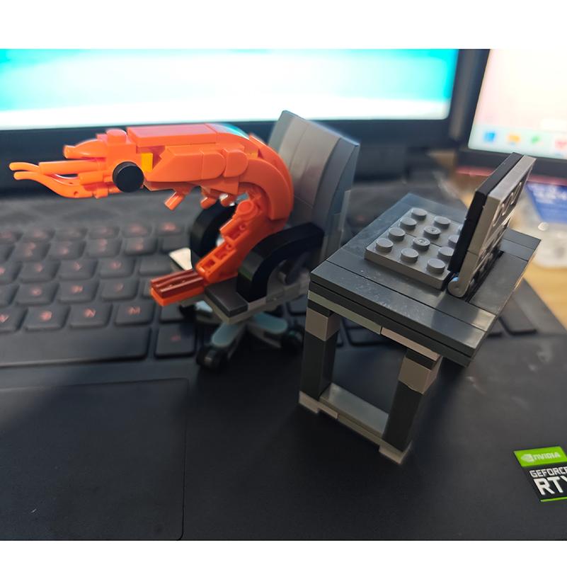 Ungiftig .Moc Baustein Garnelenmodell Figuren Puzzle Montage Kinder und Kinder Zufälliges Mischen Internet-Berühmtheit Kreative Parodien